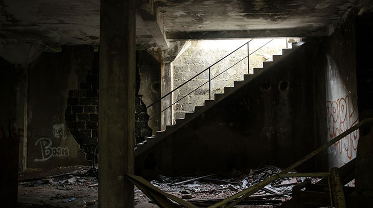 Old disused basement and stairs